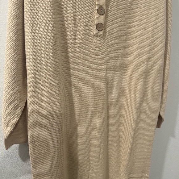 Beige Button-Up Knit Sweater Dress Size M by Double J - Picture 3 of 6